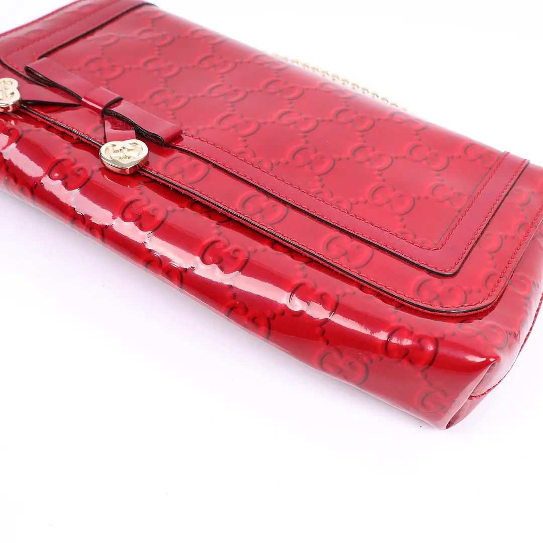 Gucci Lovely Red Guccissima Patent Leather Shoulder Bag