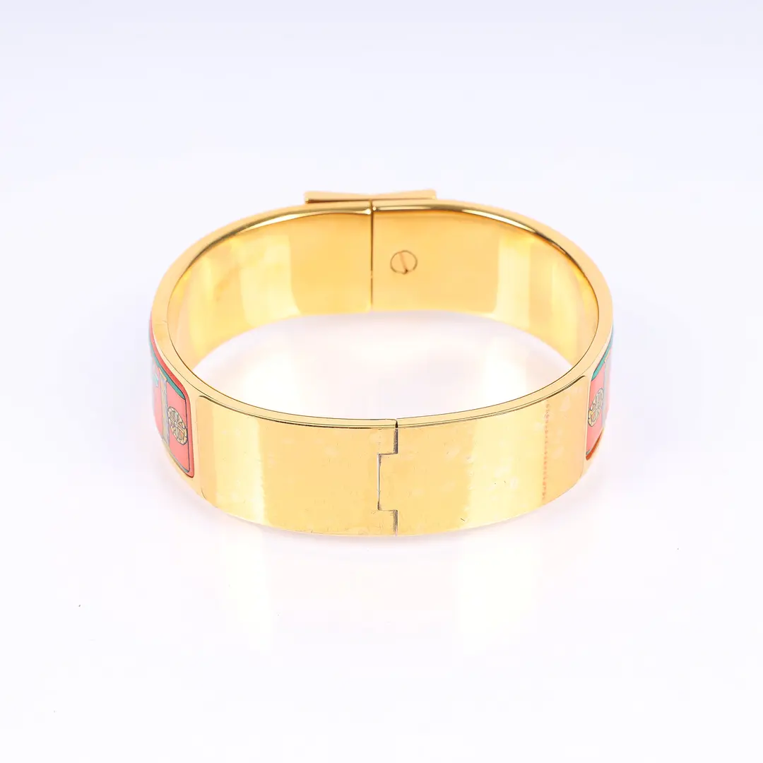 Hermes Elephant Enamel Red Gold-Plated Bracelet