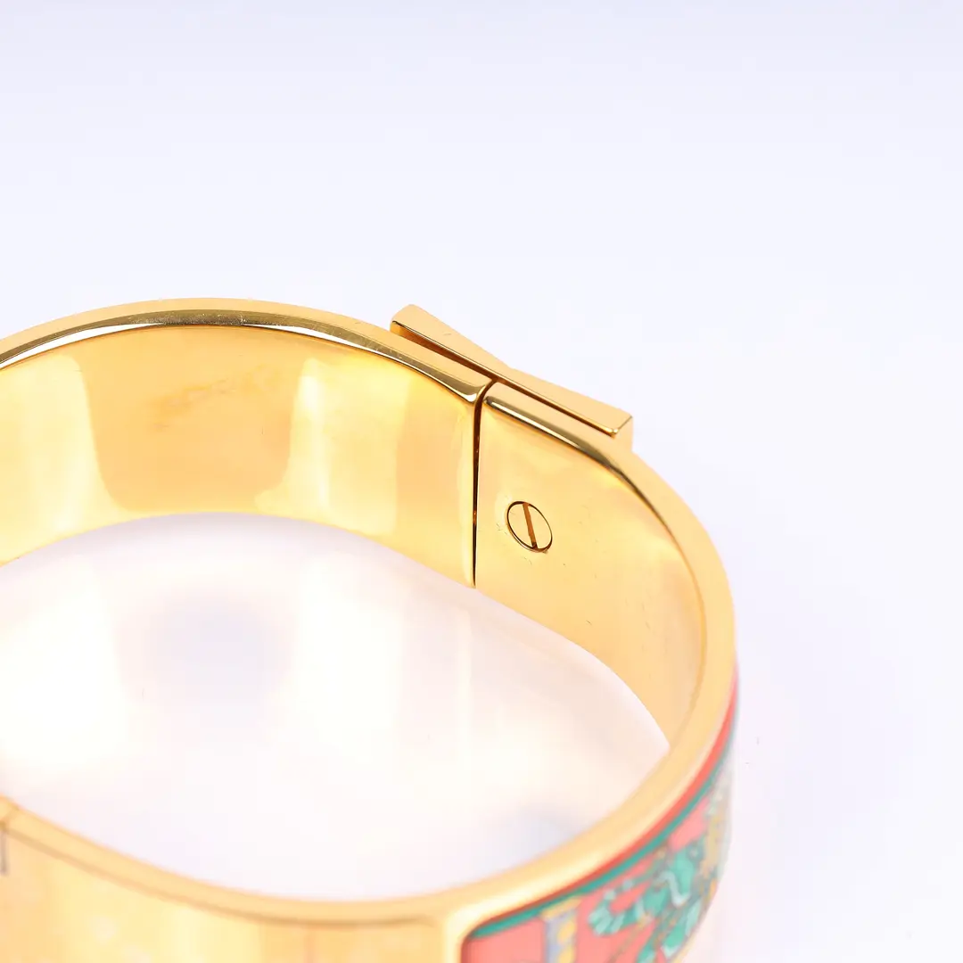 Hermes Elephant Enamel Red Gold-Plated Bracelet