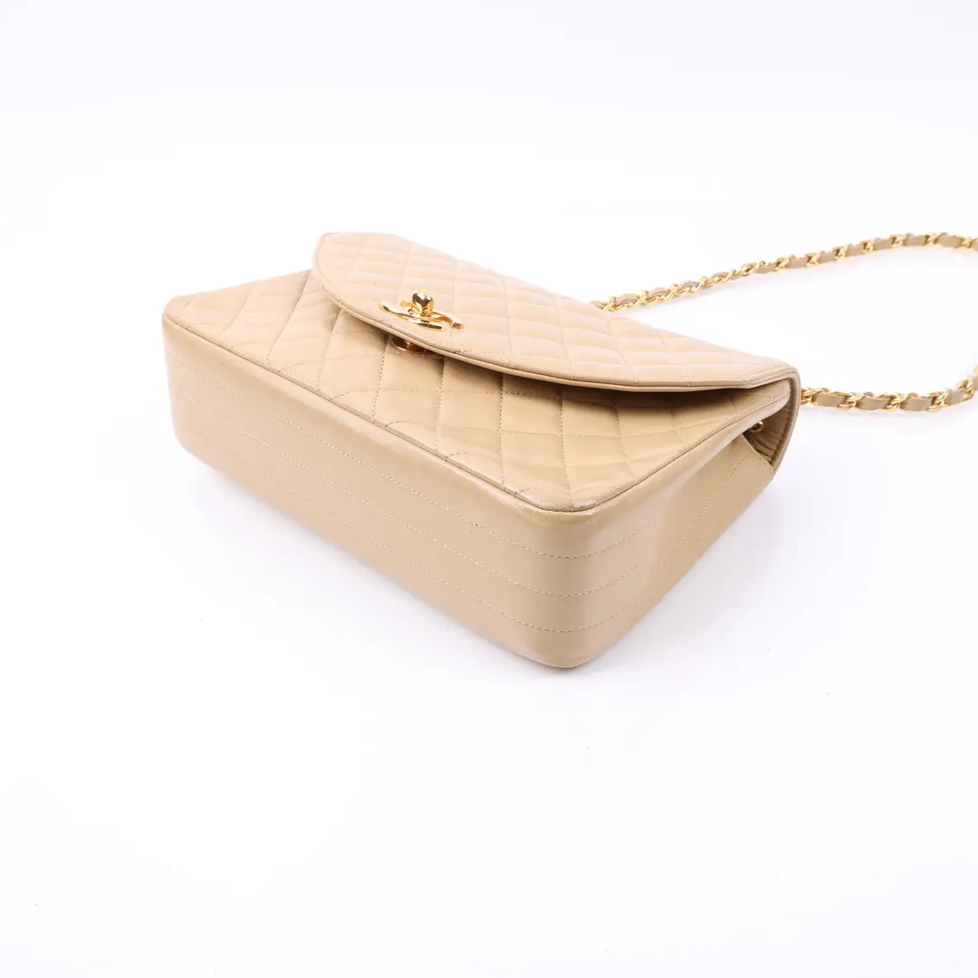 Chanel Vintage Single Flap Beige Lambskin Shoulder Bag