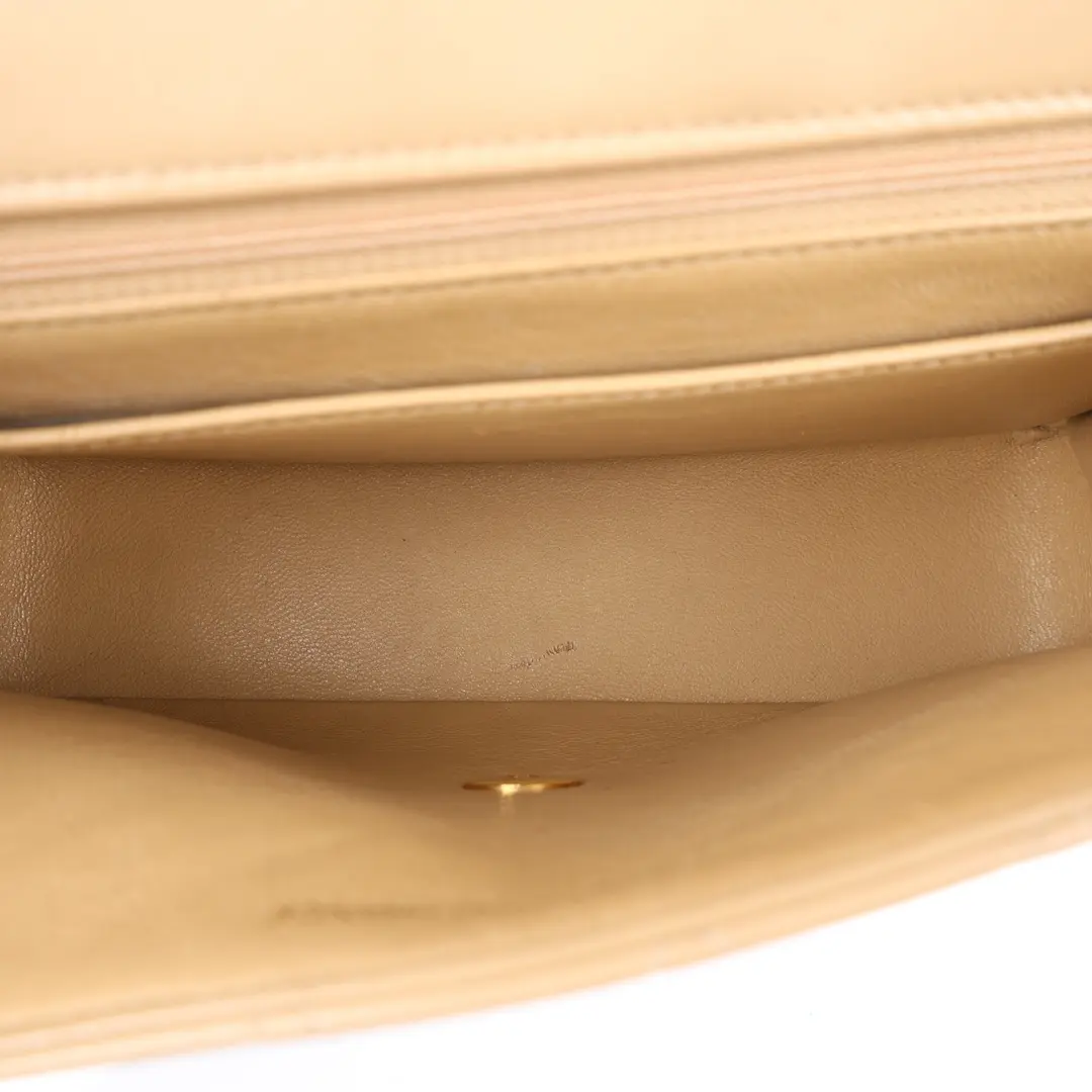 Chanel Vintage Single Flap Beige Lambskin Shoulder Bag