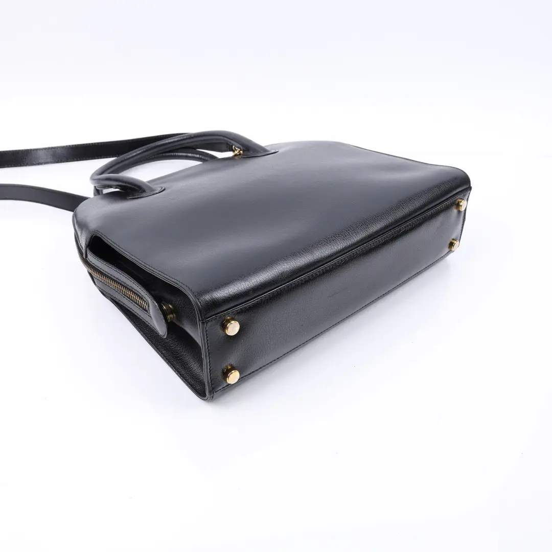 Salvatore Ferragamo Gancini Black Leather Top Handle Bag