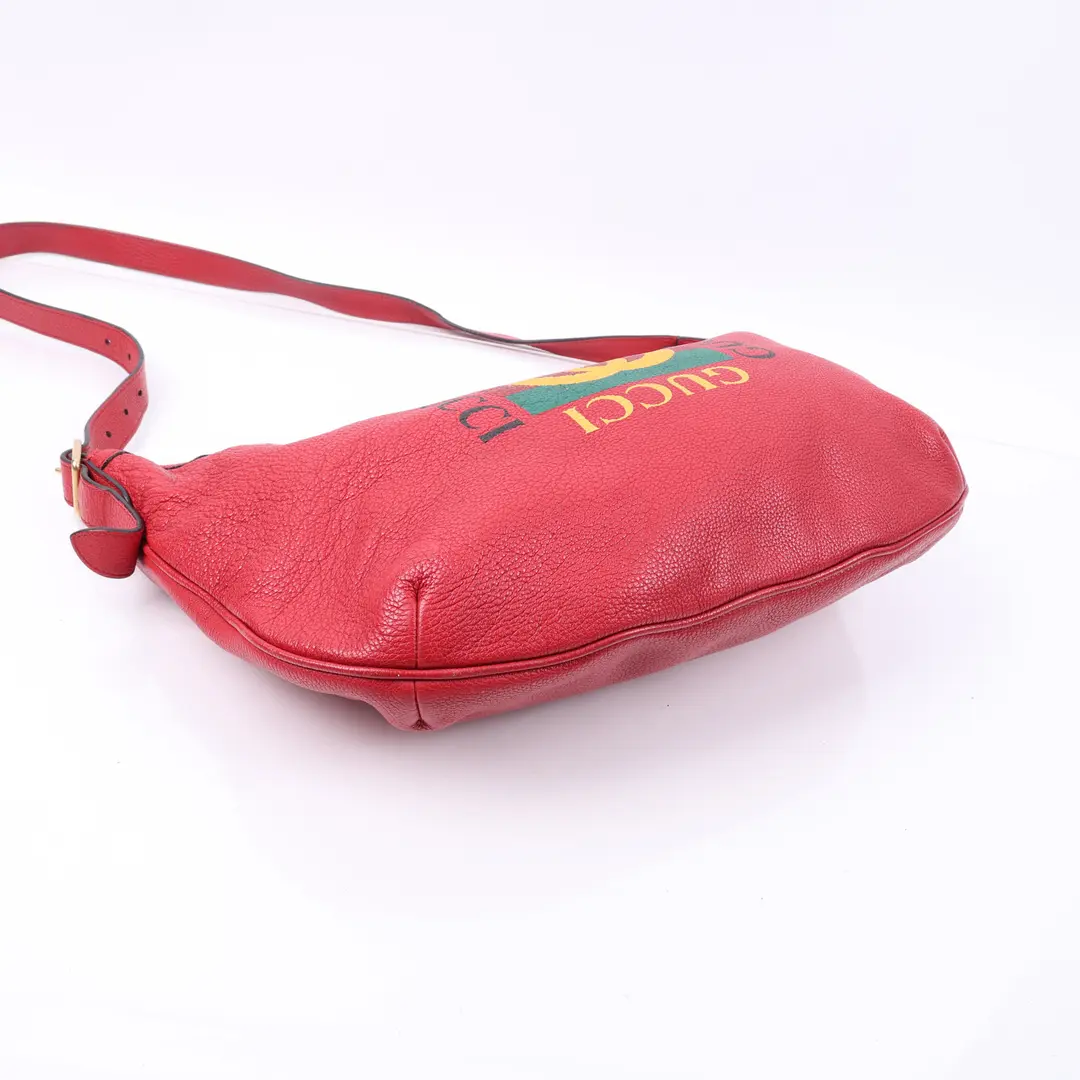 Gucci Vintage Logo Red Leather Hobo Shoulder Bag