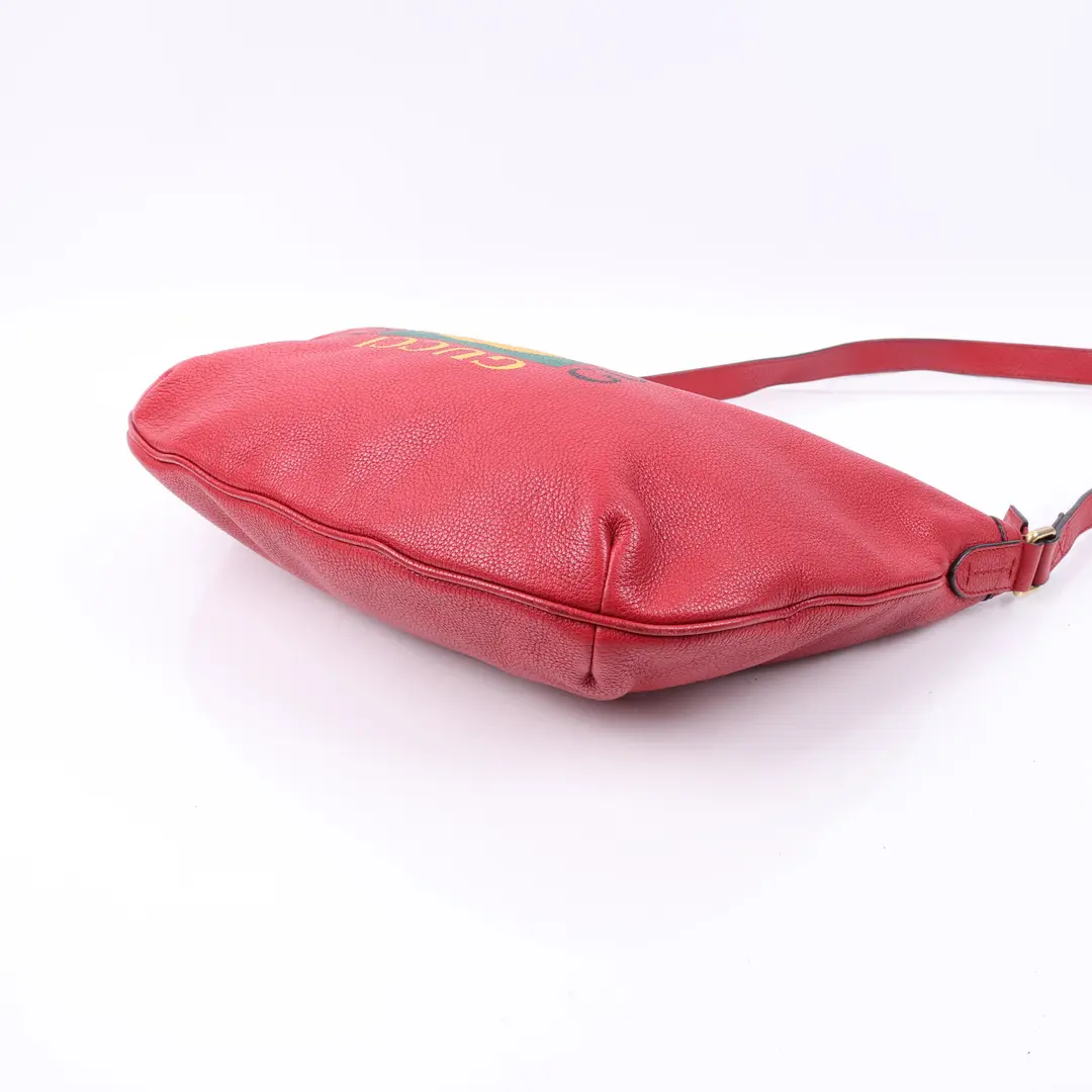 Gucci Vintage Logo Red Leather Hobo Shoulder Bag