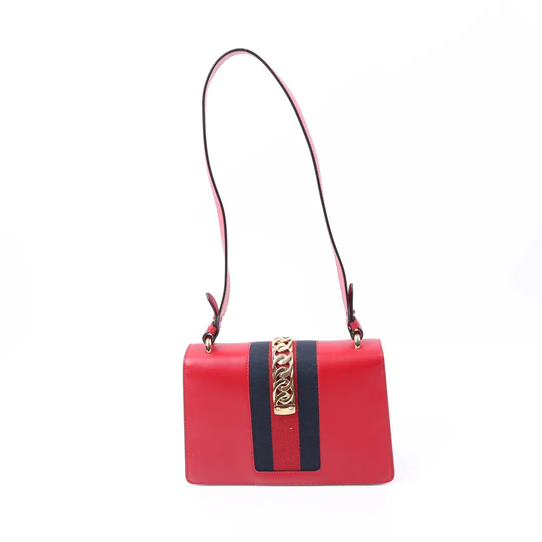 Gucci Sylvie Red Leather Shoulder Bag