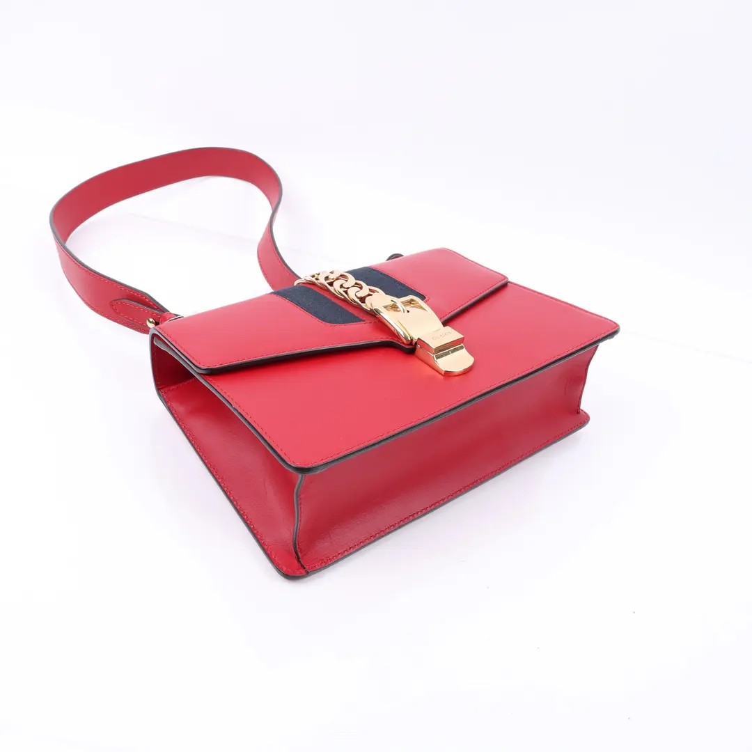 Gucci Sylvie Red Leather Shoulder Bag