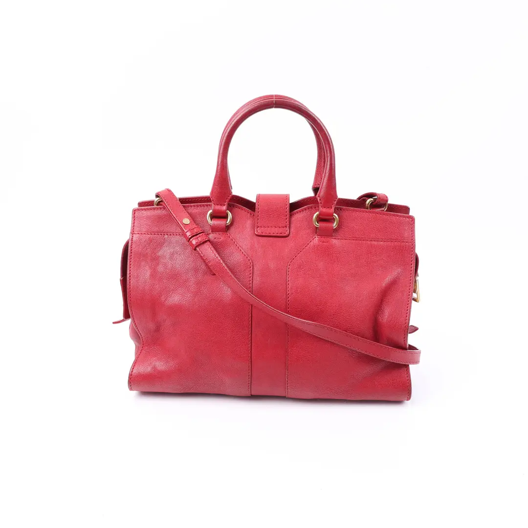 Saint Laurent Cabas Y Red Leather Shoulder Bag