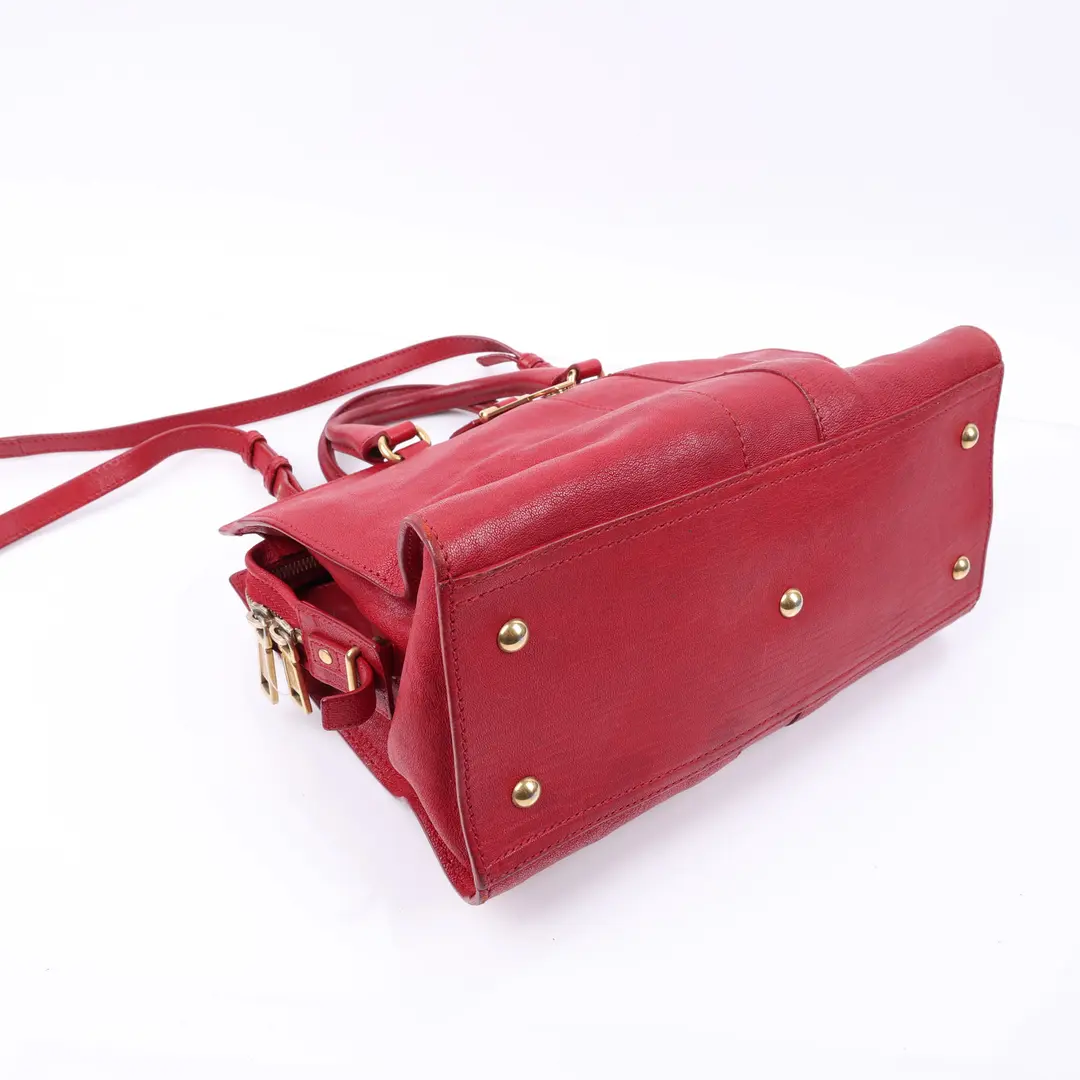 Saint Laurent Cabas Y Red Leather Shoulder Bag