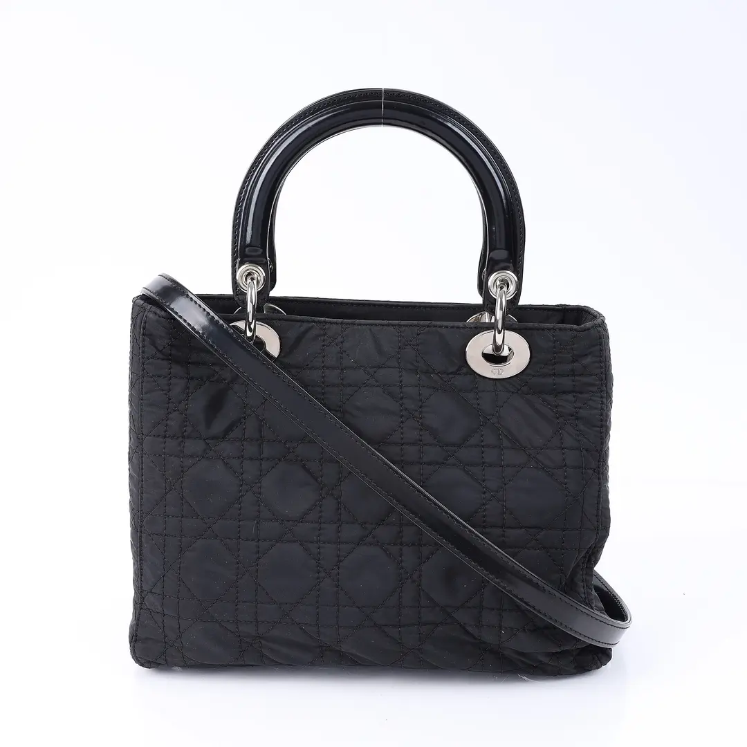 Dior Lady Dior Black Cannage Nylon Shoulder Bag