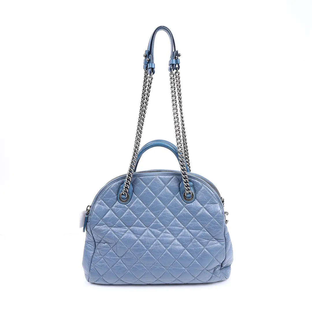 Chanel Mademoiselle Blue Quilted Leather Shoulder Bag