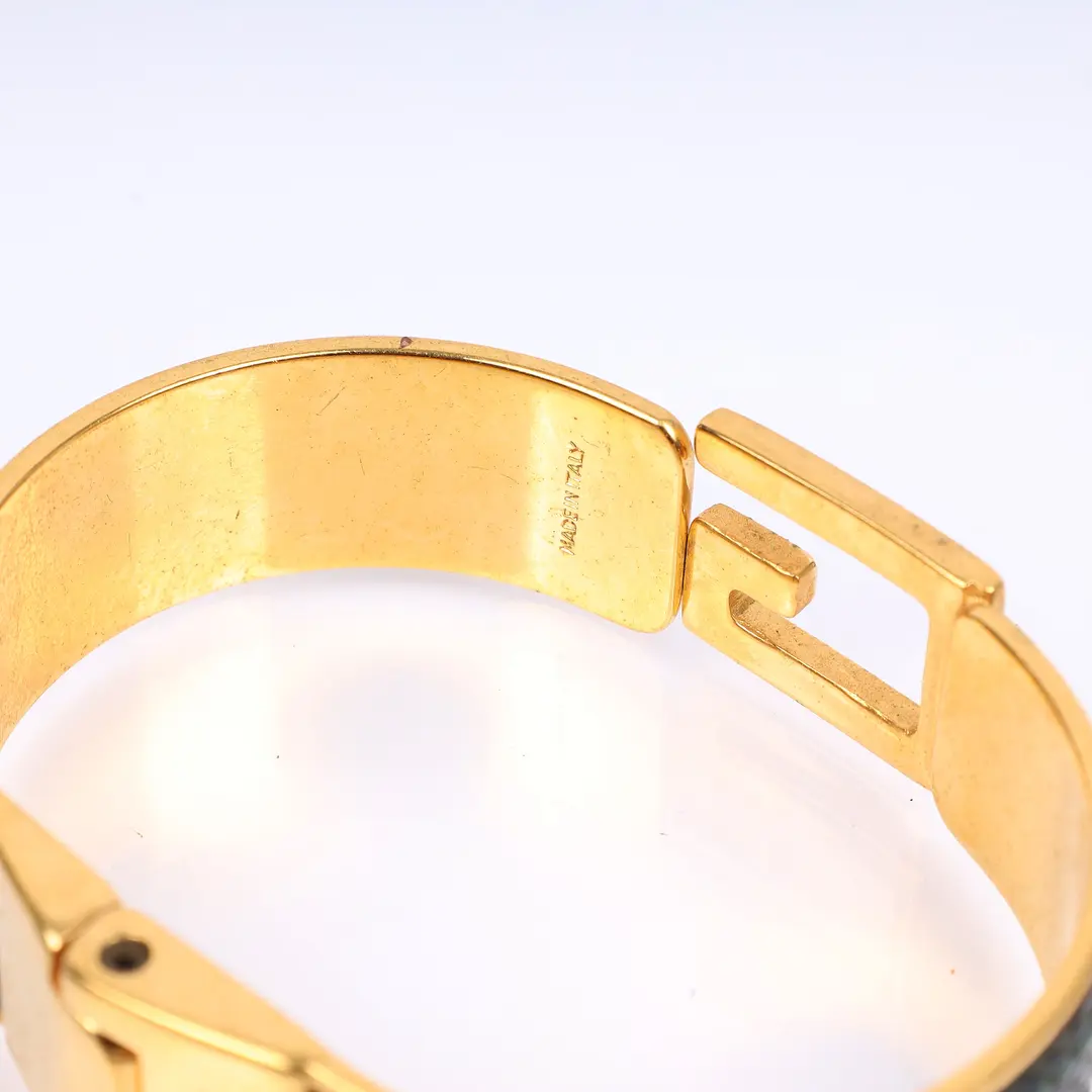 Gucci Vintage G Logo Green Lizard Bangle