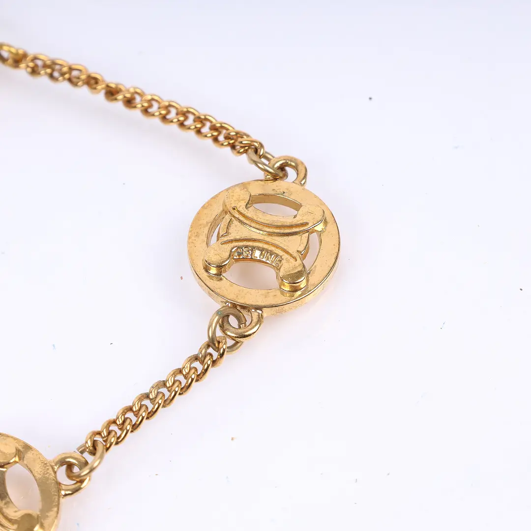 Celine Triomphe Gold Metal Bracelet