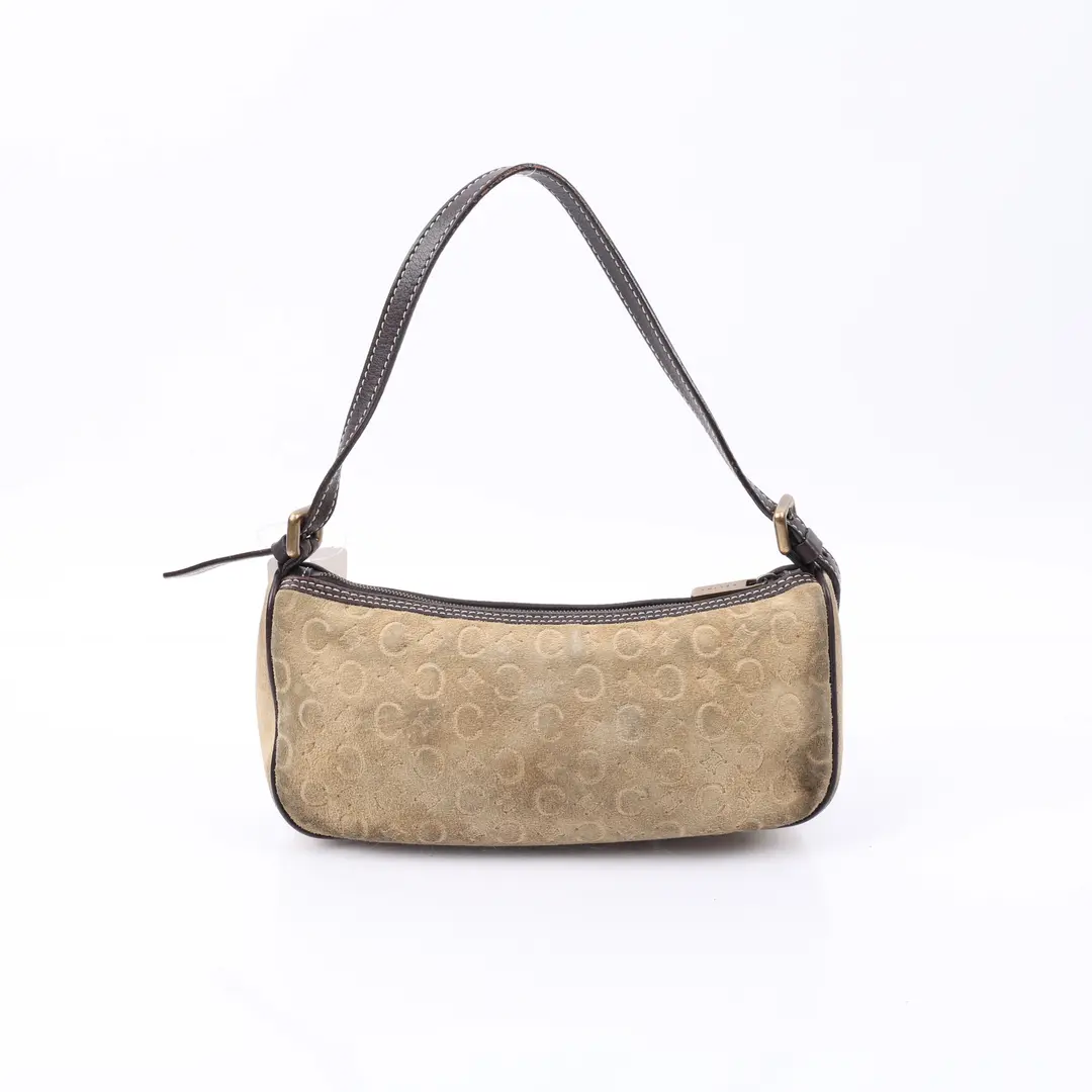 Celine C Macadam Beige Suede Shoulder Bag