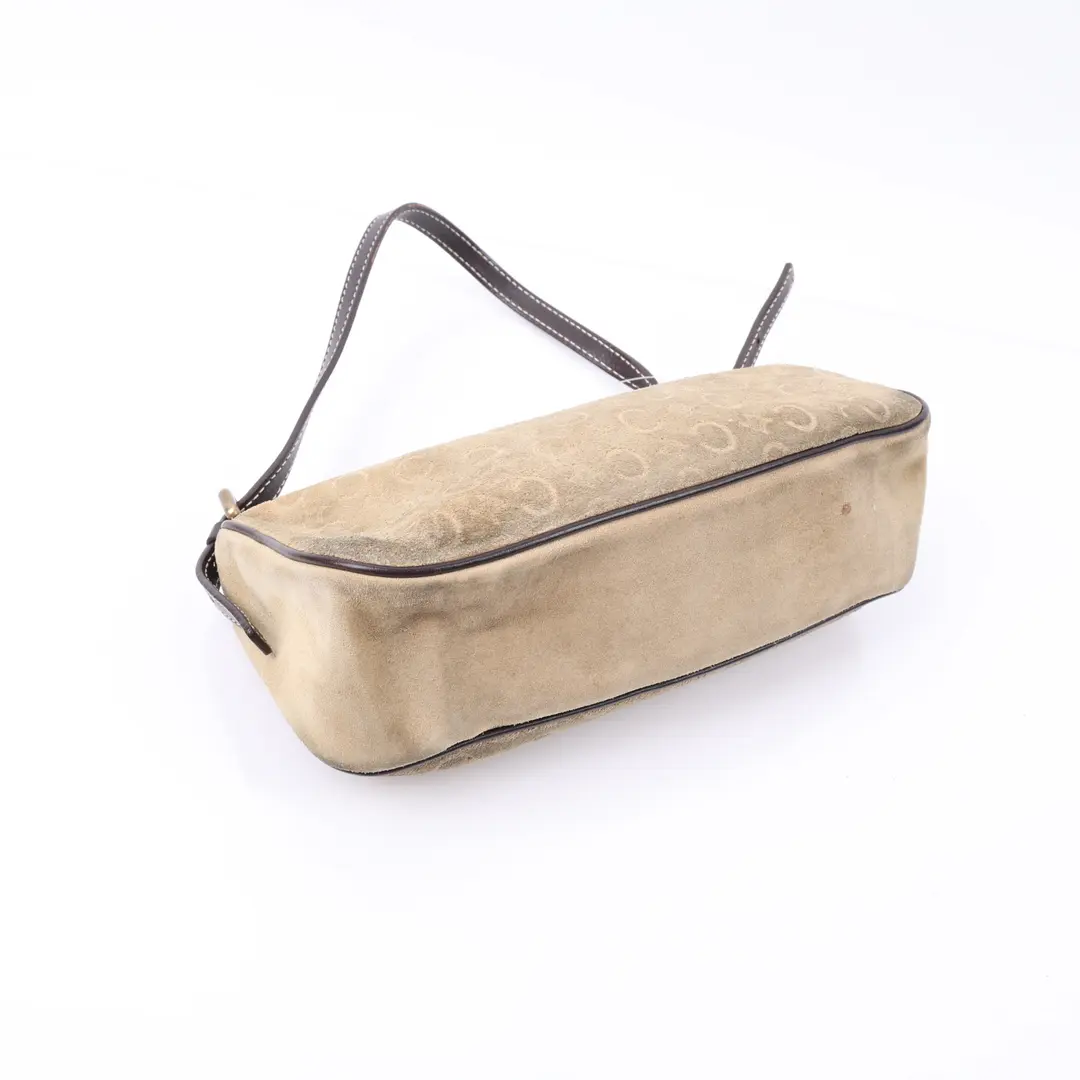 Celine C Macadam Beige Suede Shoulder Bag