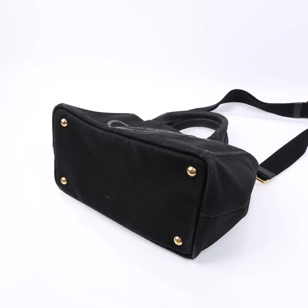 Prada Canapa Black Canvas Tote Bag