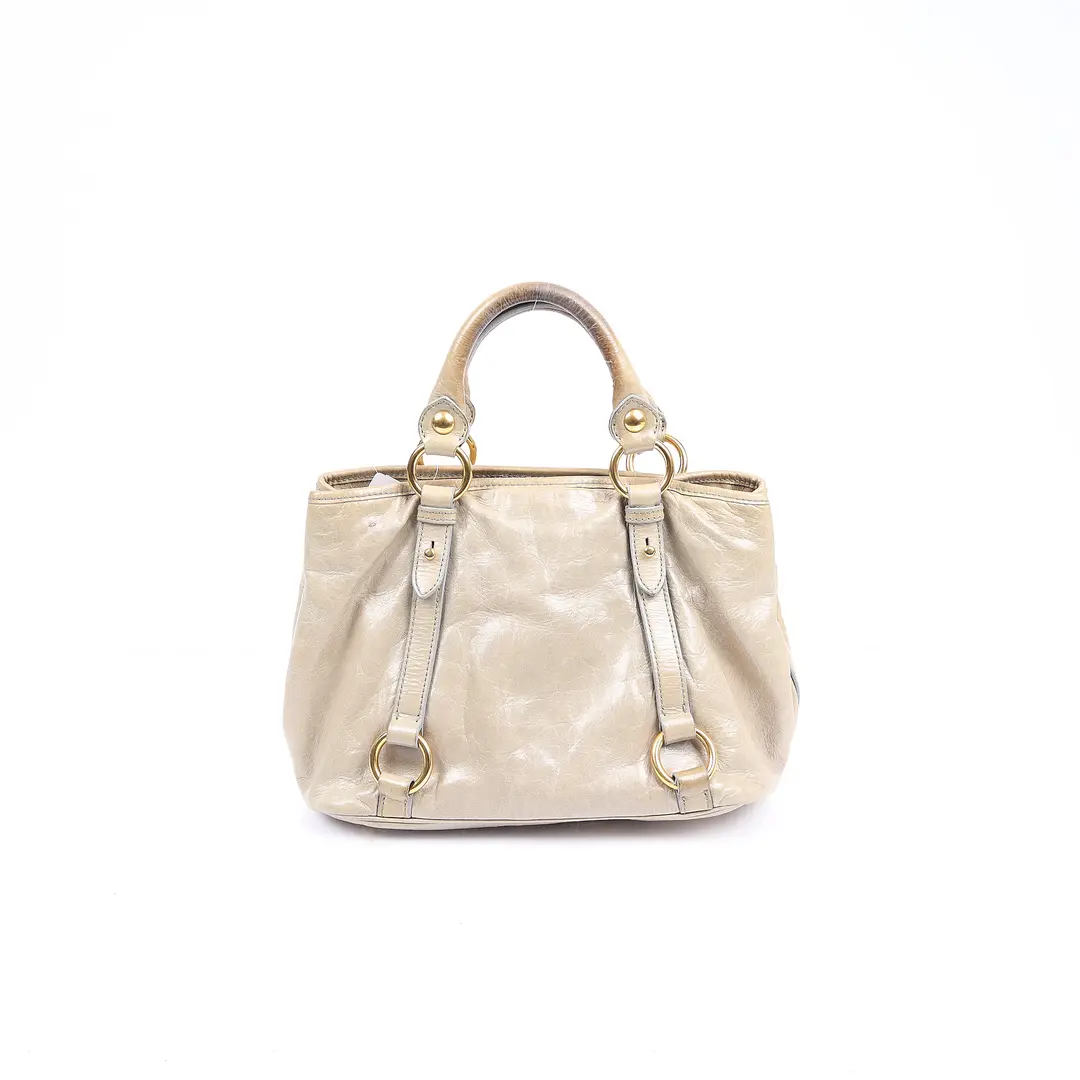 Miu Miu Vitello Lux Beige Leather Handbag
