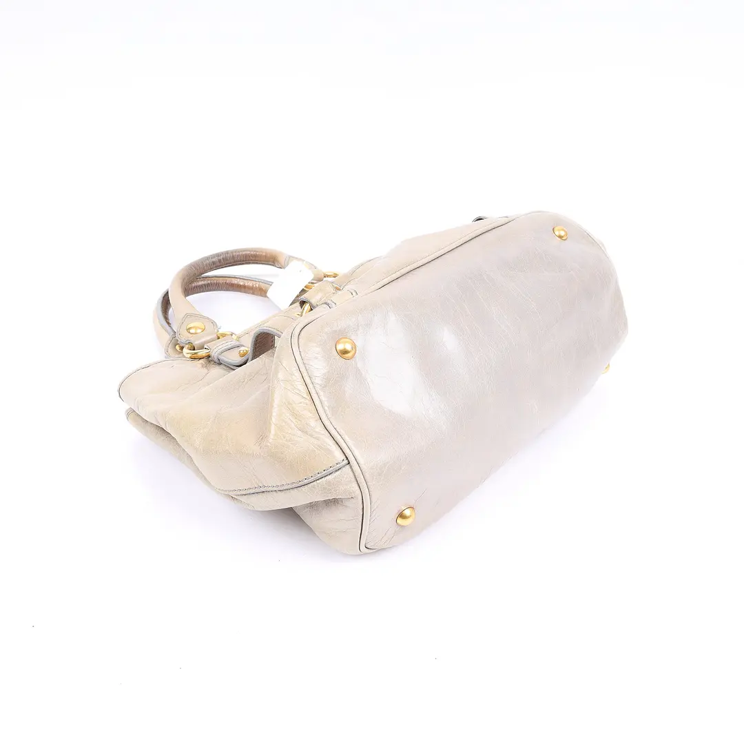 Miu Miu Vitello Lux Beige Leather Handbag