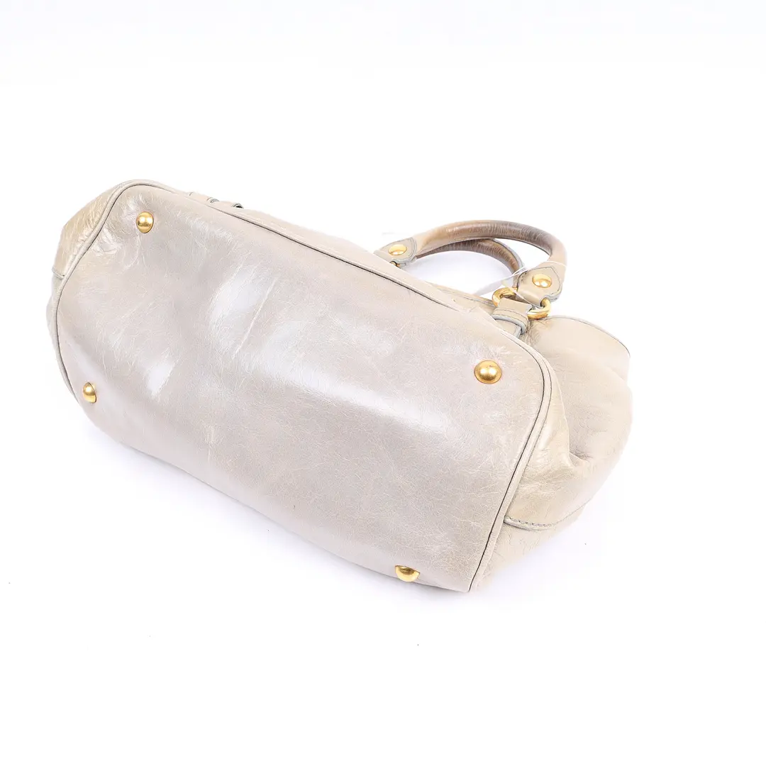 Miu Miu Vitello Lux Beige Leather Handbag
