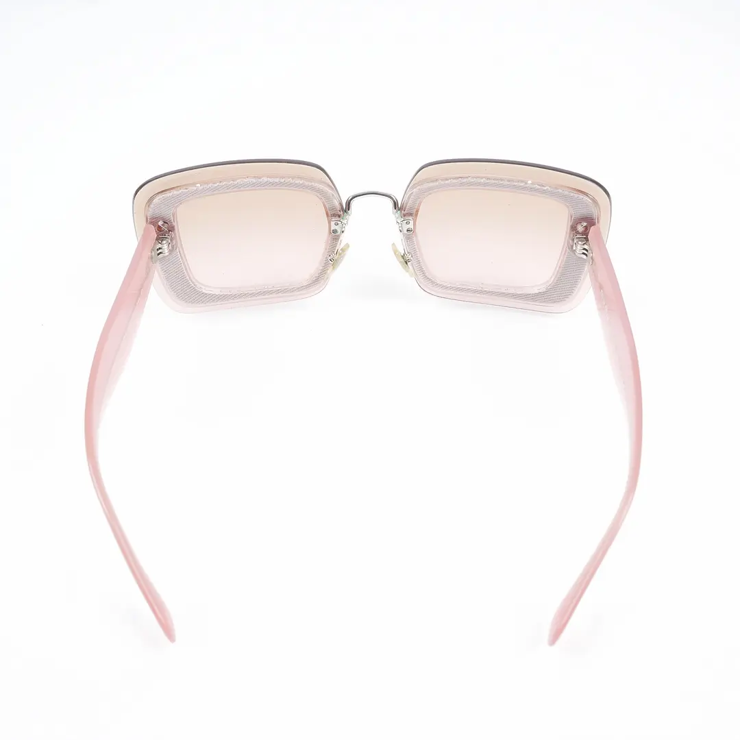 Miu Miu Glitter Square Pink Acetate Sunglasses