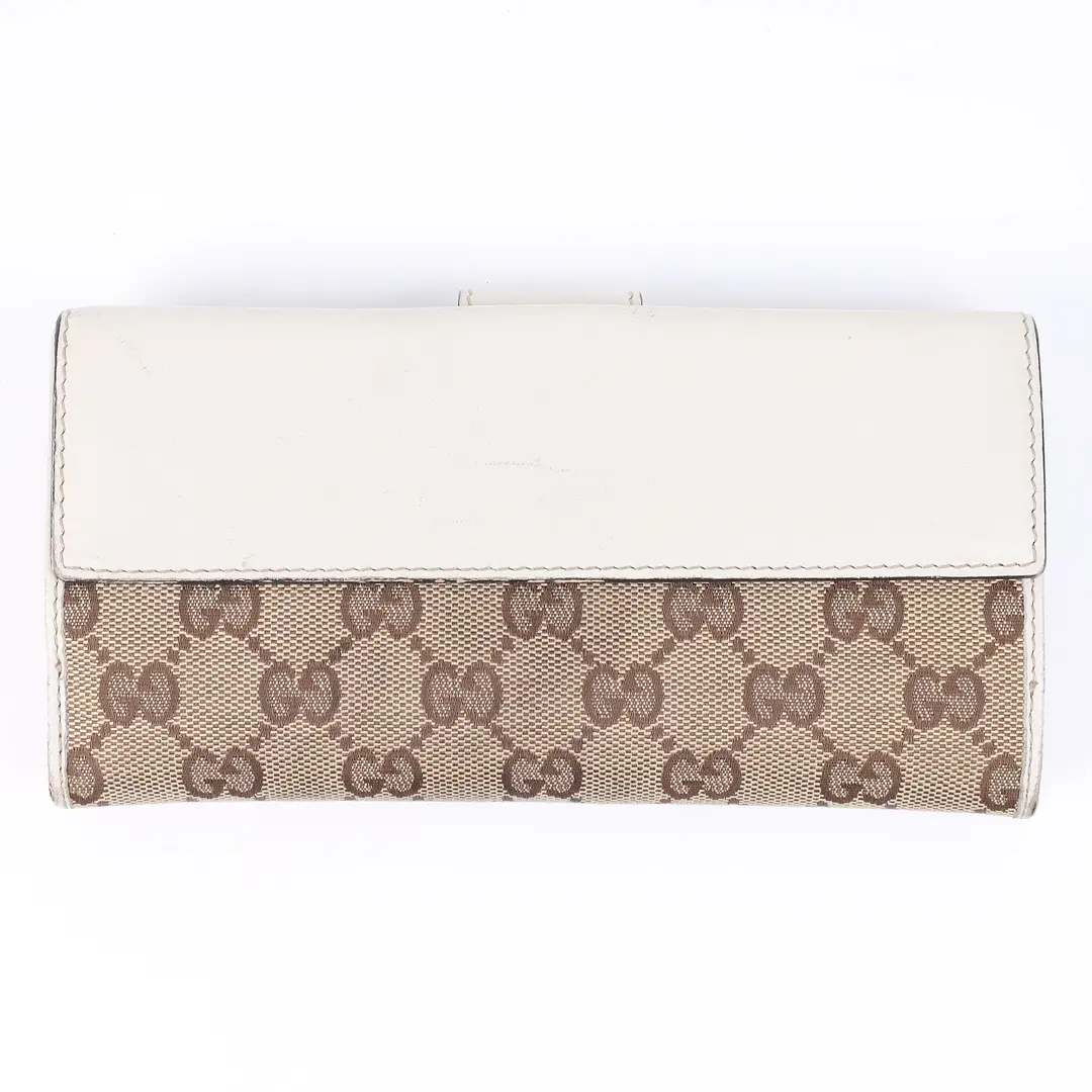 Gucci GG Canvas Heart Beige Leather Wallet