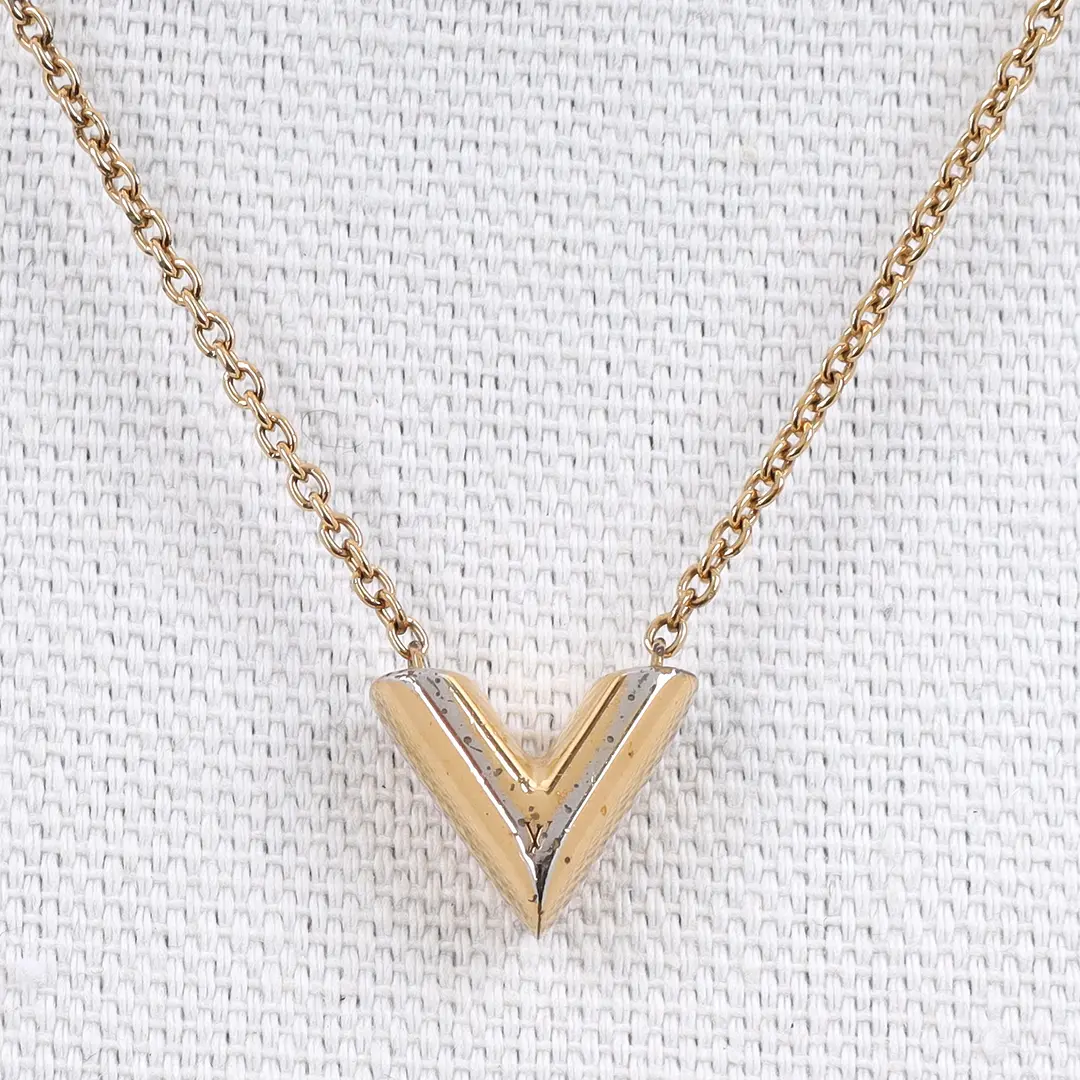 Louis Vuitton Essential V Gold Brass Necklace