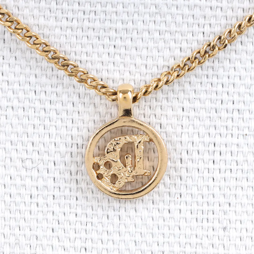 Dior Logo Gold Plated Pendant Necklace