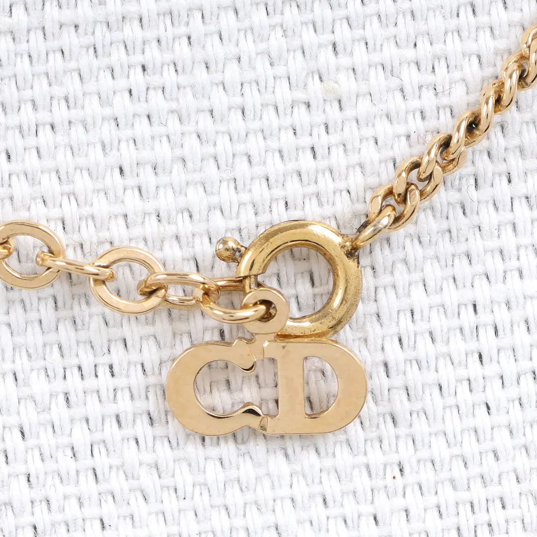 Dior Logo Gold Plated Pendant Necklace