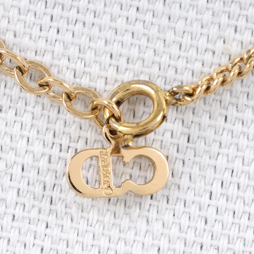 Dior Logo Gold Plated Pendant Necklace