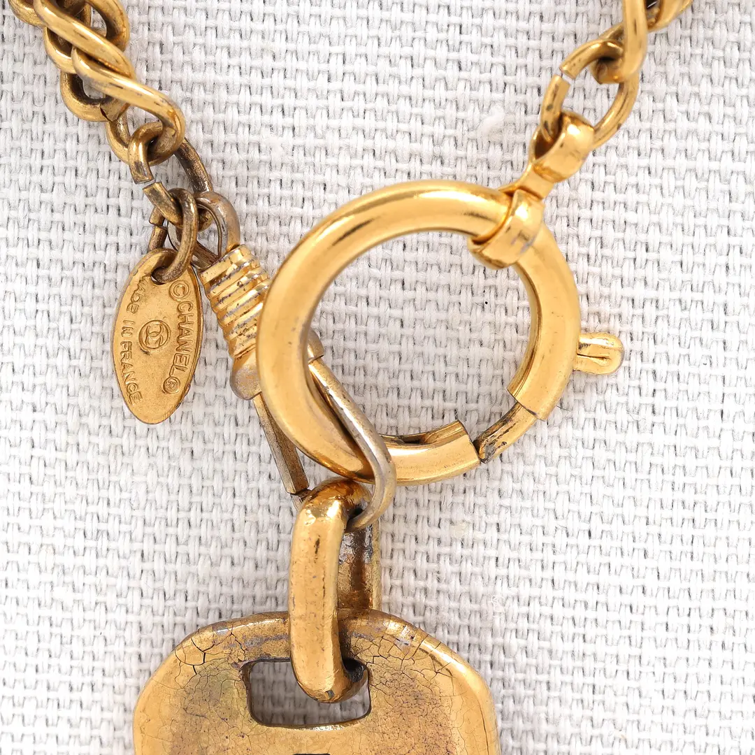 Chanel Vintage 31 Rue Cambon Gold Dog Tag Necklace