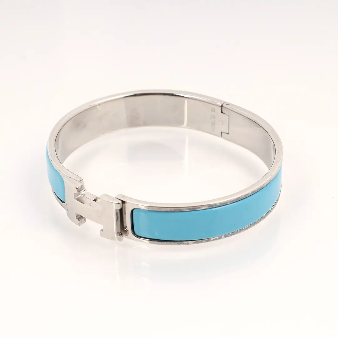 Hermes Clic Clac H Blue Enamel Bracelet