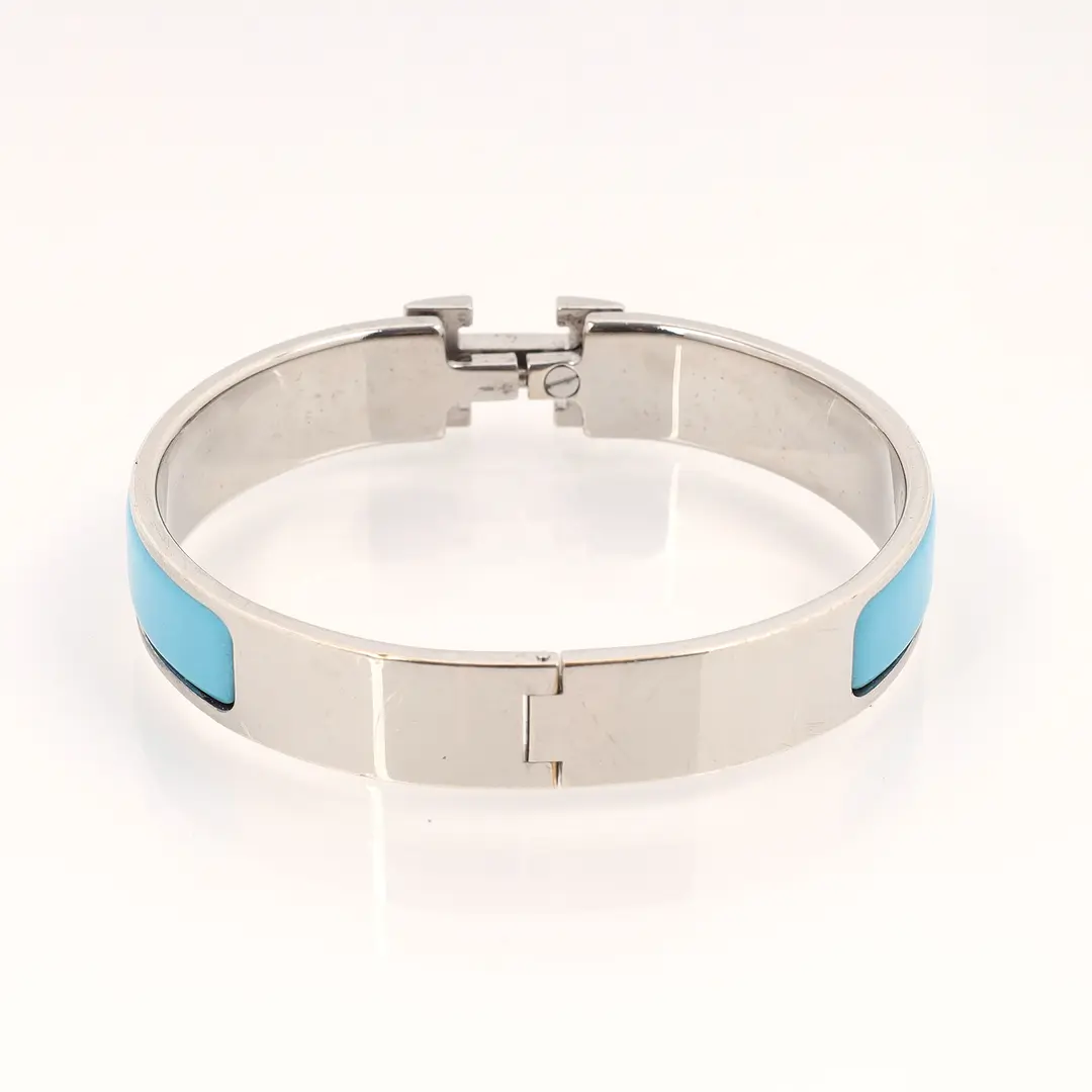 Hermes Clic Clac H Blue Enamel Bracelet
