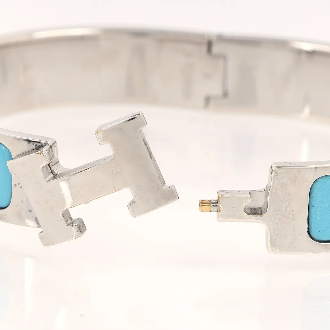 Hermes Clic Clac H Blue Enamel Bracelet