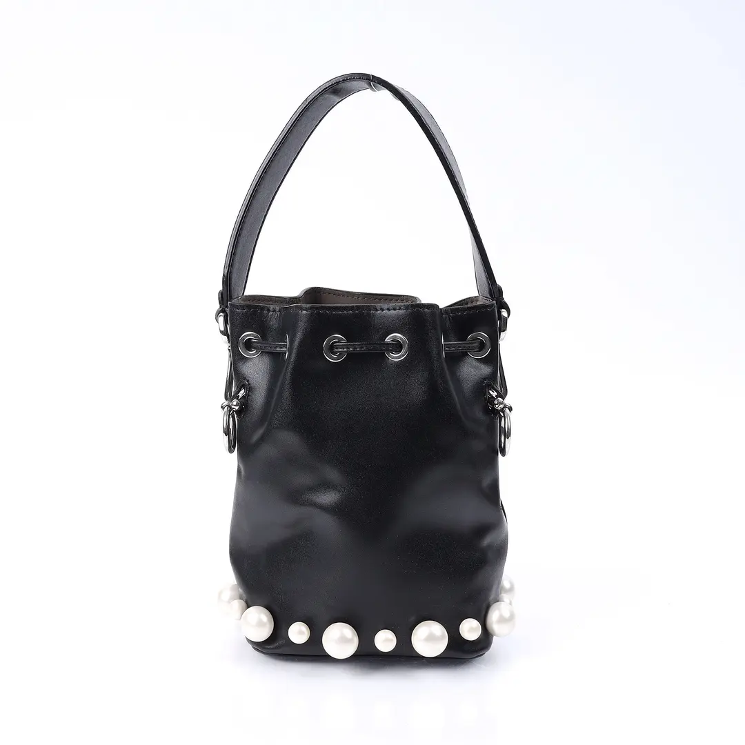 Fendi Mon Tresor Black Leather Pearl Bucket Bag