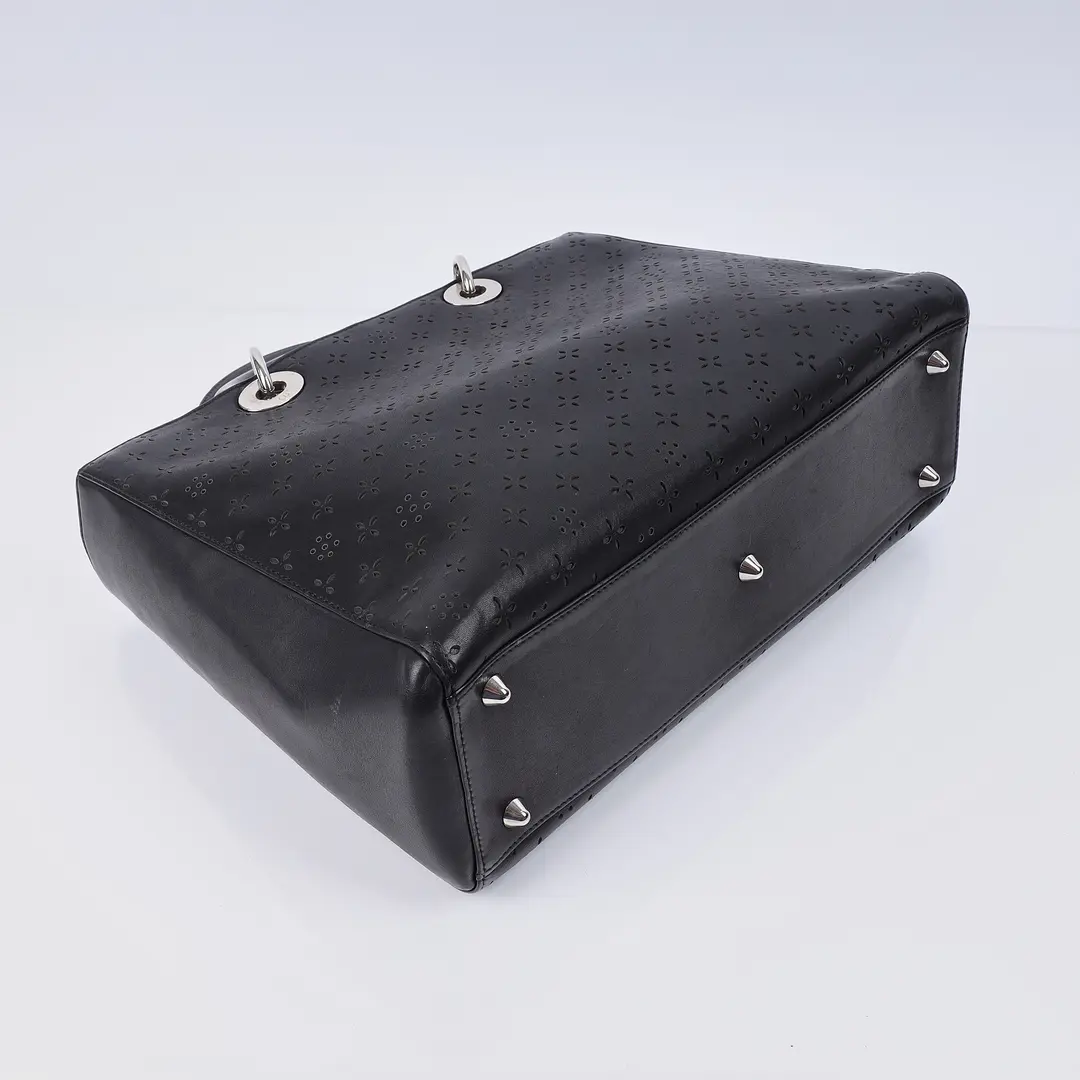 Dior Lady Dior Black Perforated Leather Shoulder Bag