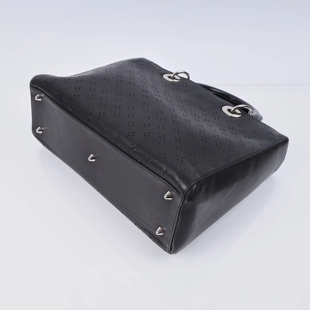 Dior Lady Dior Black Perforated Leather Shoulder Bag