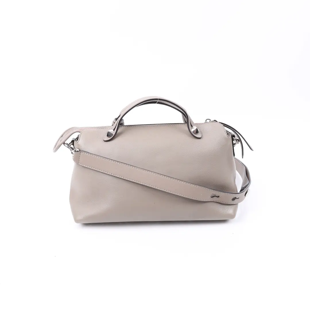 Fendi By The Way Gray Leather Shoulder Bag