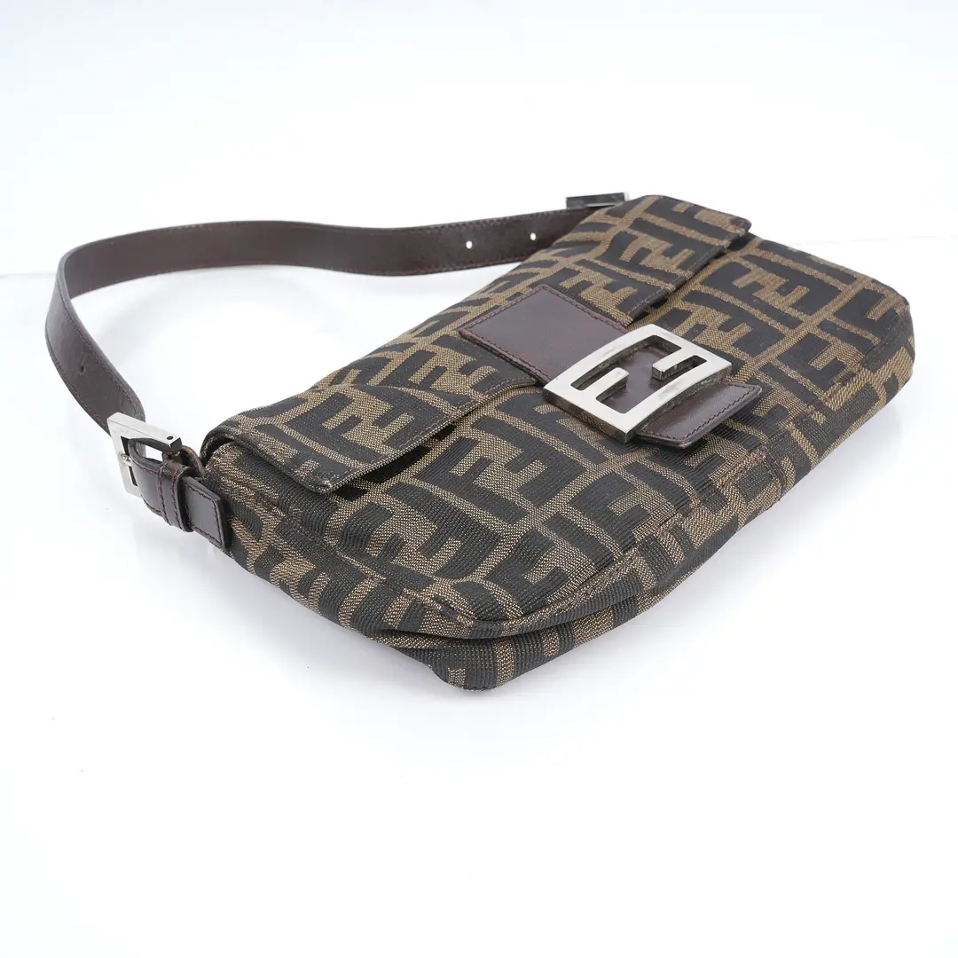 Fendi Baguette Brown Zucca Canvas Shoulder Bag