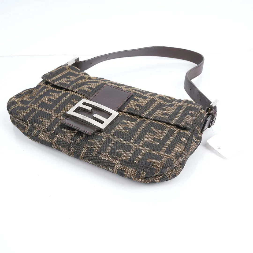 Fendi Baguette Brown Zucca Canvas Shoulder Bag