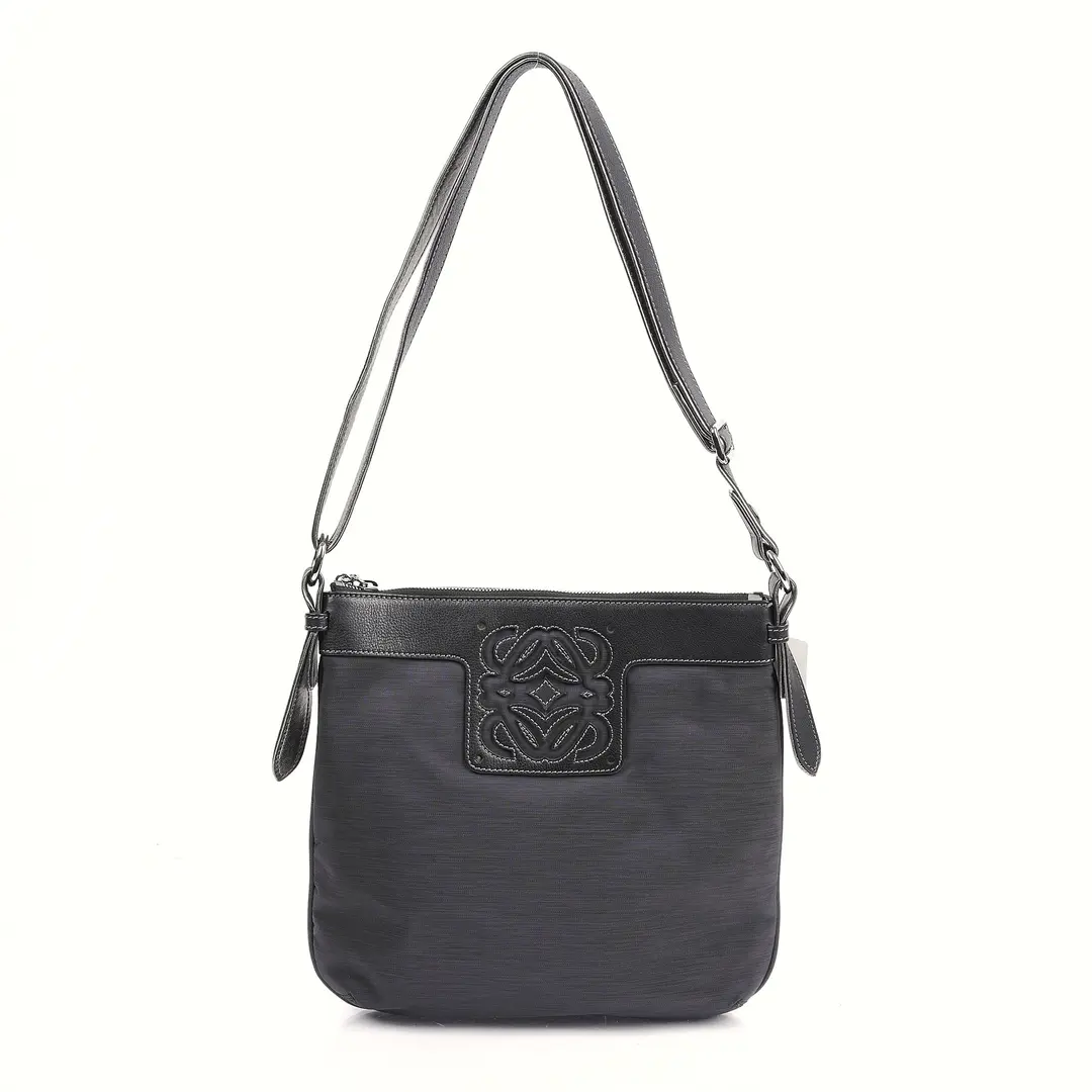 Loewe Anagram Black Canvas Shoulder Bag