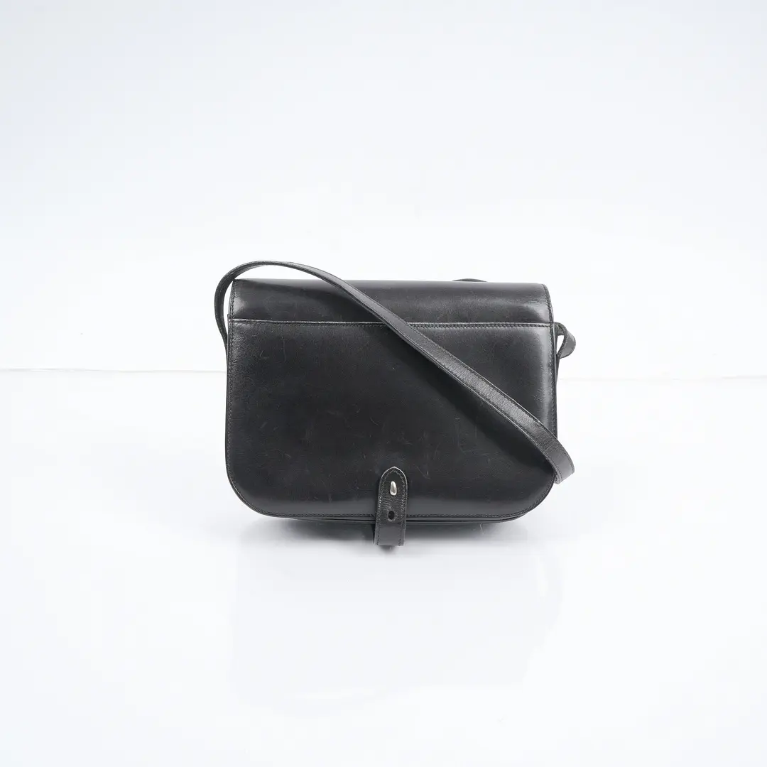 Gucci Vintage Interlocking G Black Leather Shoulder Bag