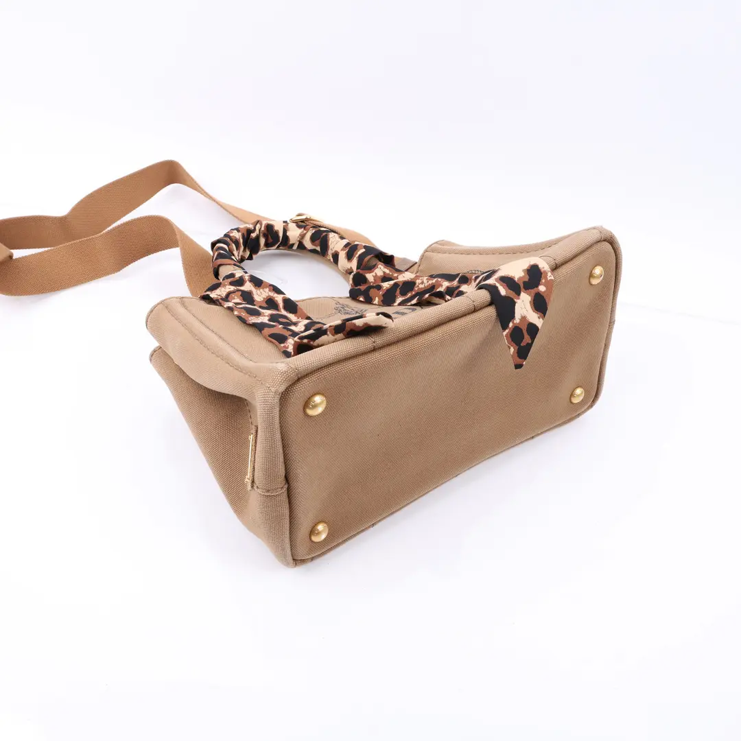 Prada Canapa Brown Canvas Tote Bag