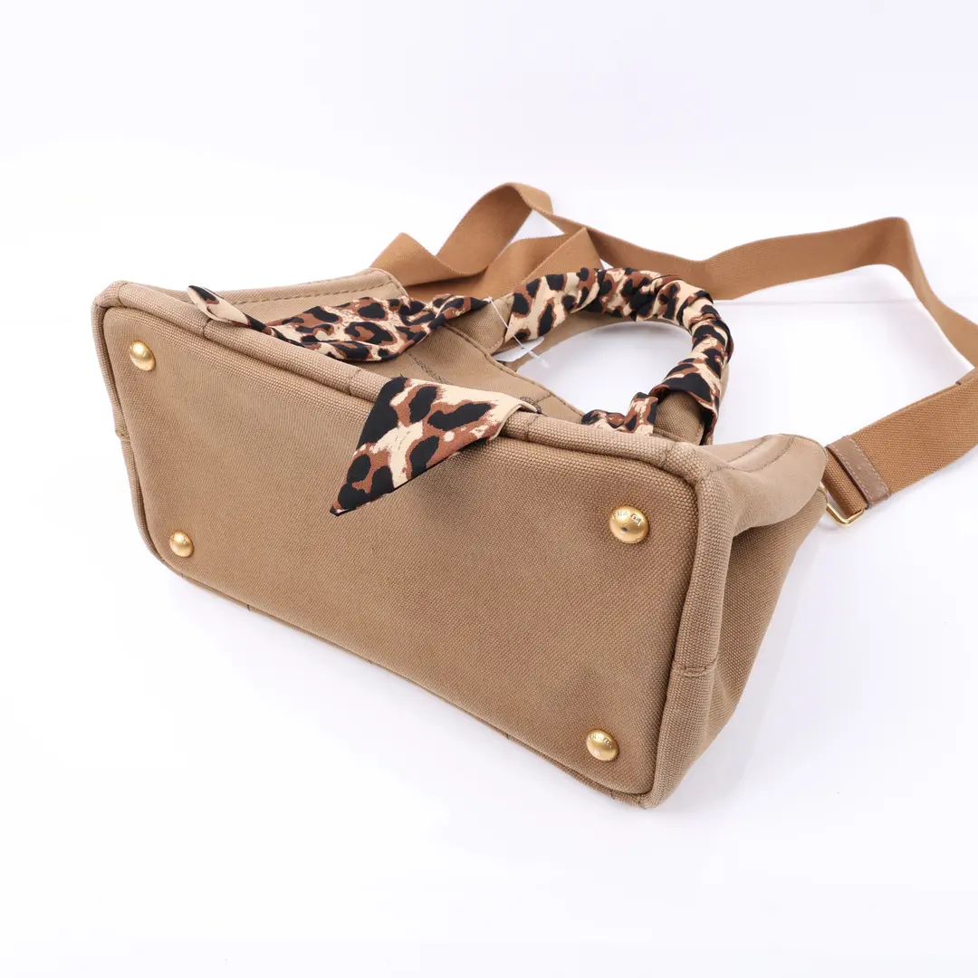 Prada Canapa Brown Canvas Tote Bag