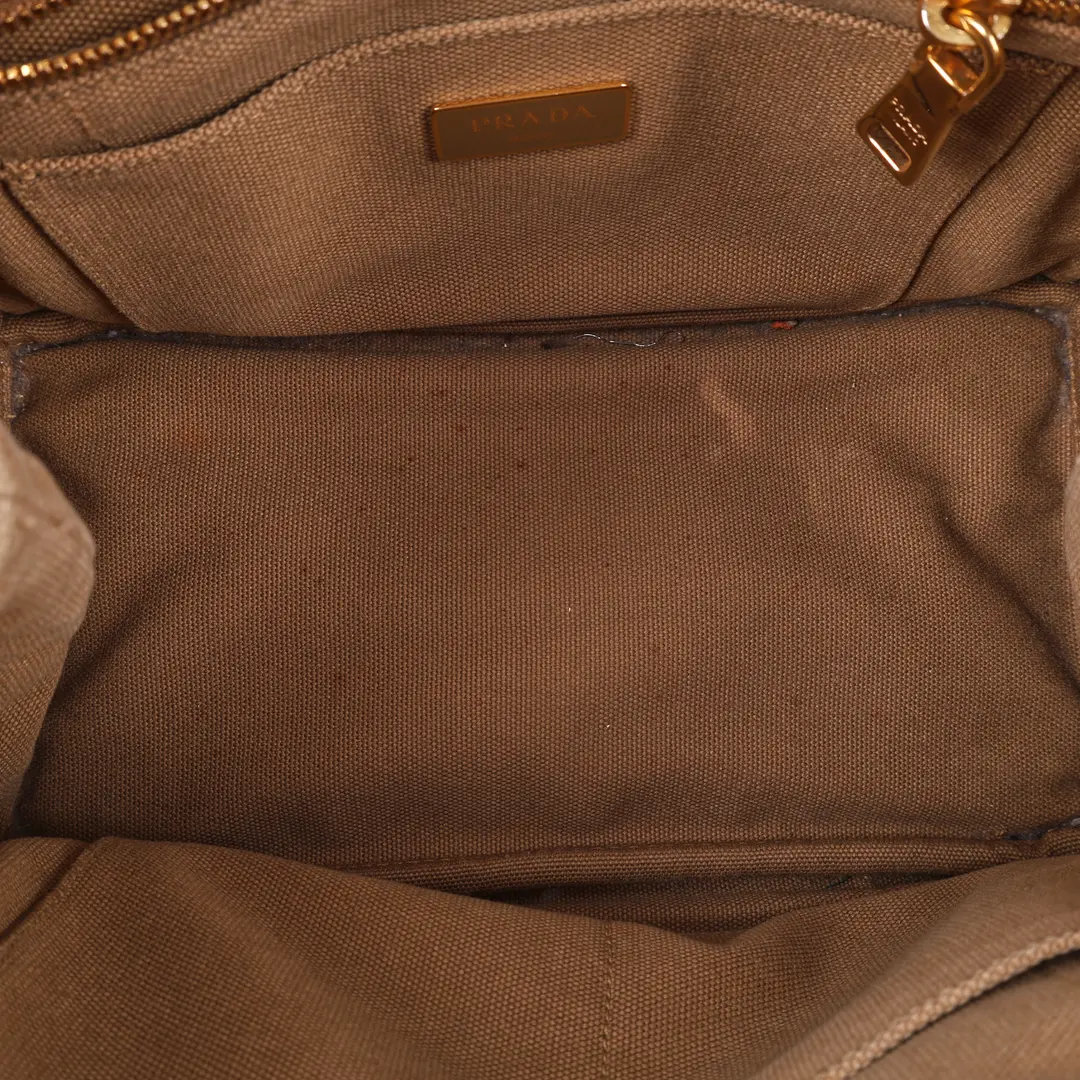 Prada Canapa Brown Canvas Tote Bag