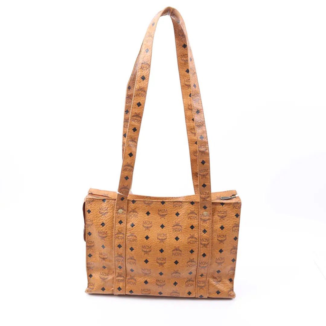 MCM Visetos Brown Canvas Shoulder Bag