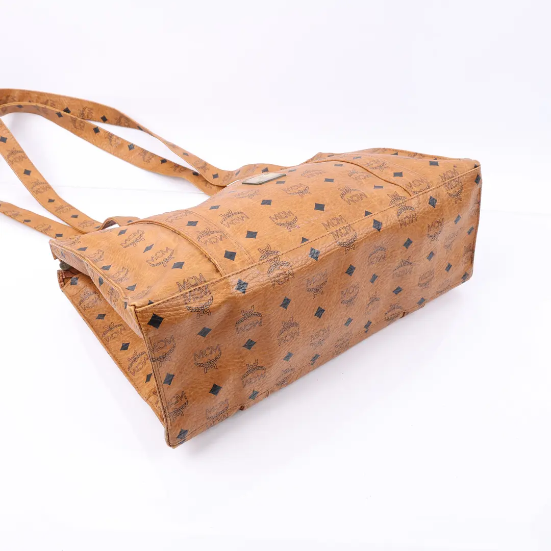 MCM Visetos Brown Canvas Shoulder Bag