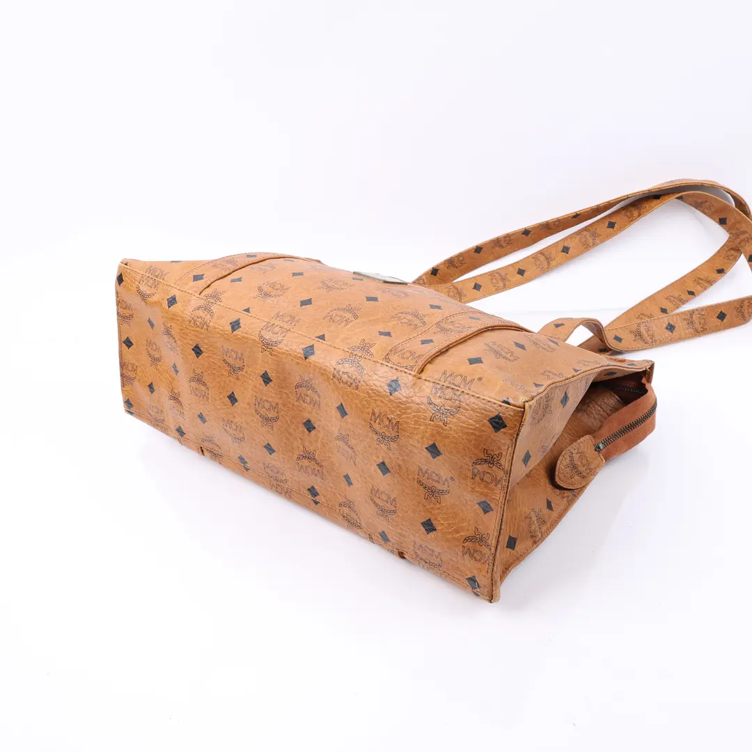 MCM Visetos Brown Canvas Shoulder Bag