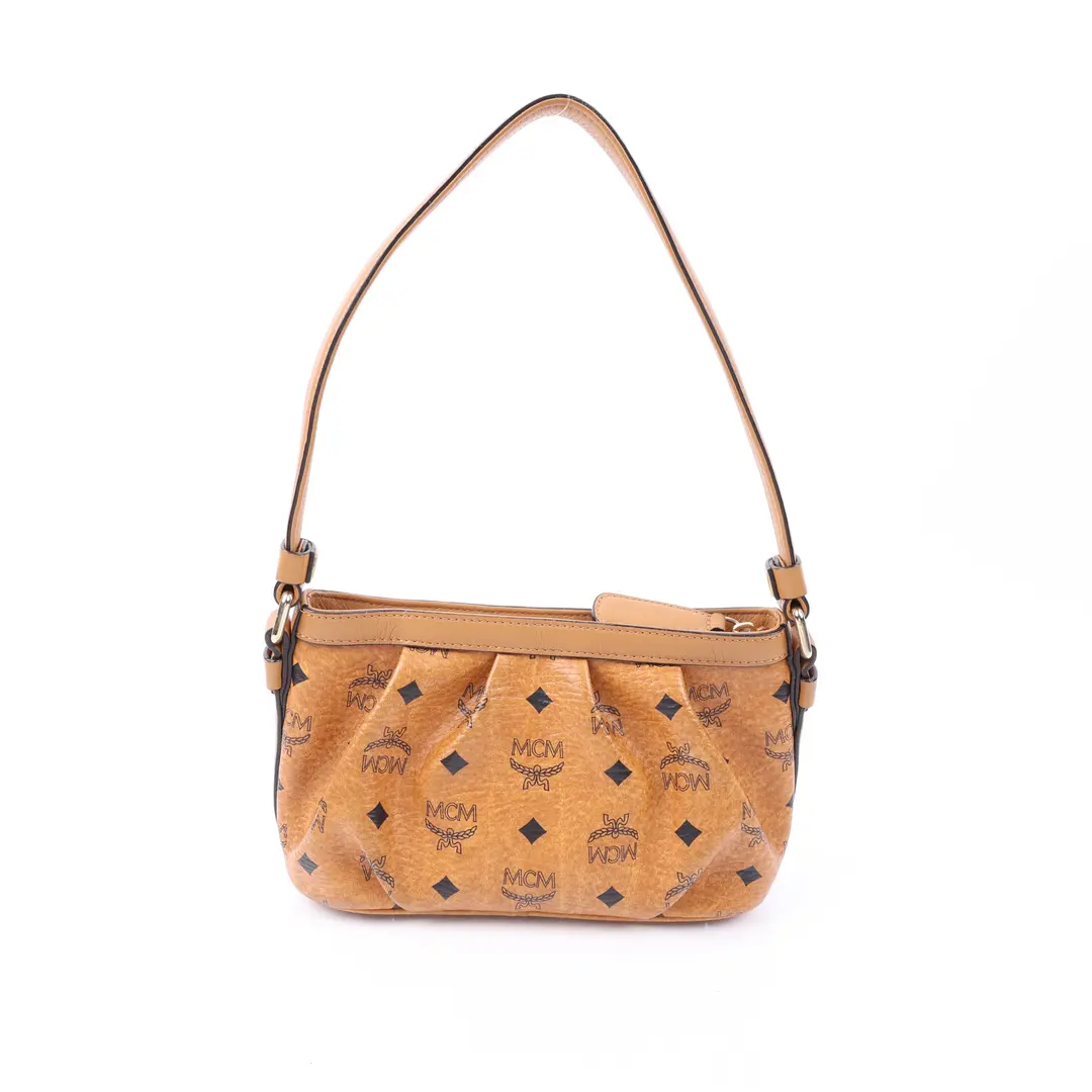 MCM Visetos Brown Canvas Shoulder Bag