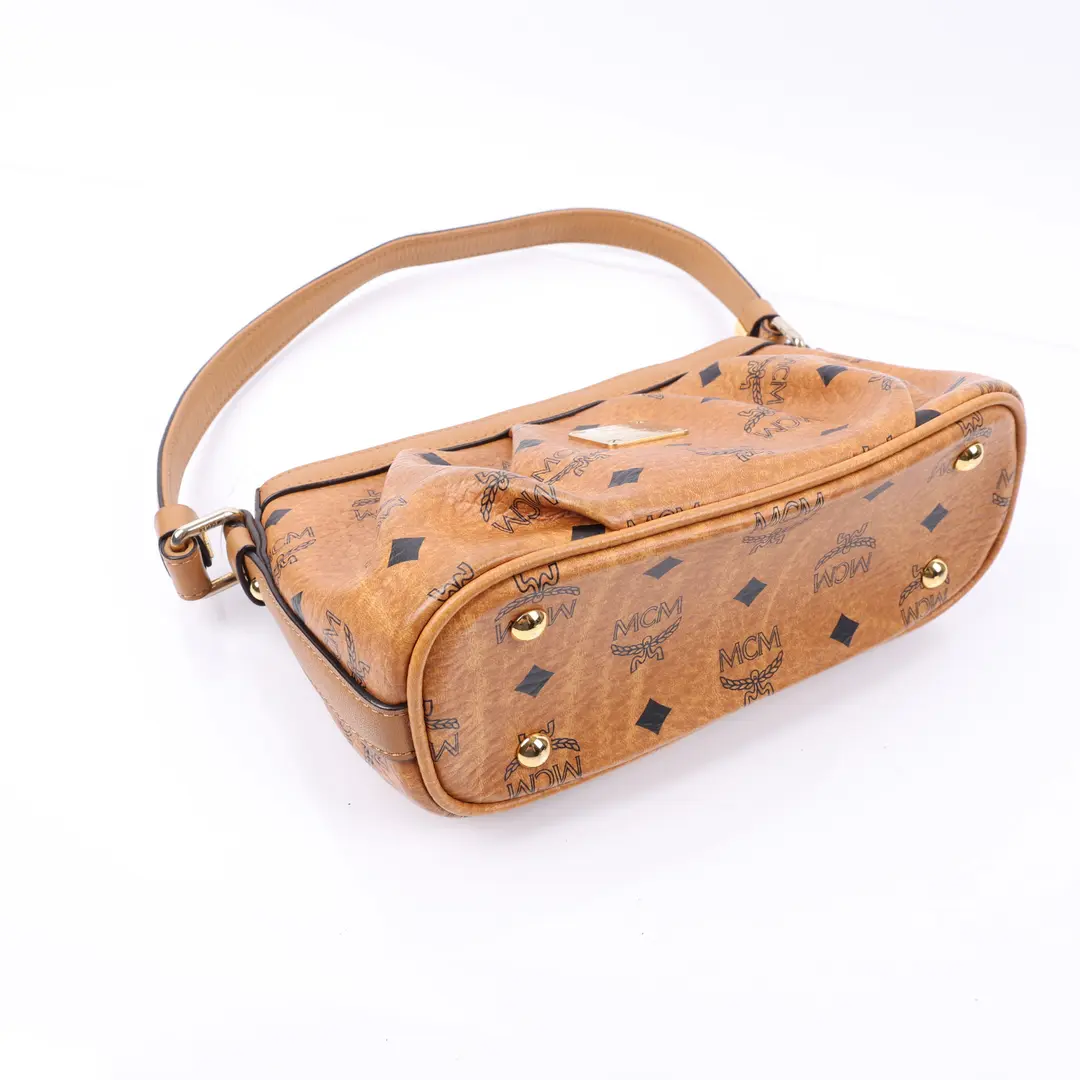 MCM Visetos Brown Canvas Shoulder Bag