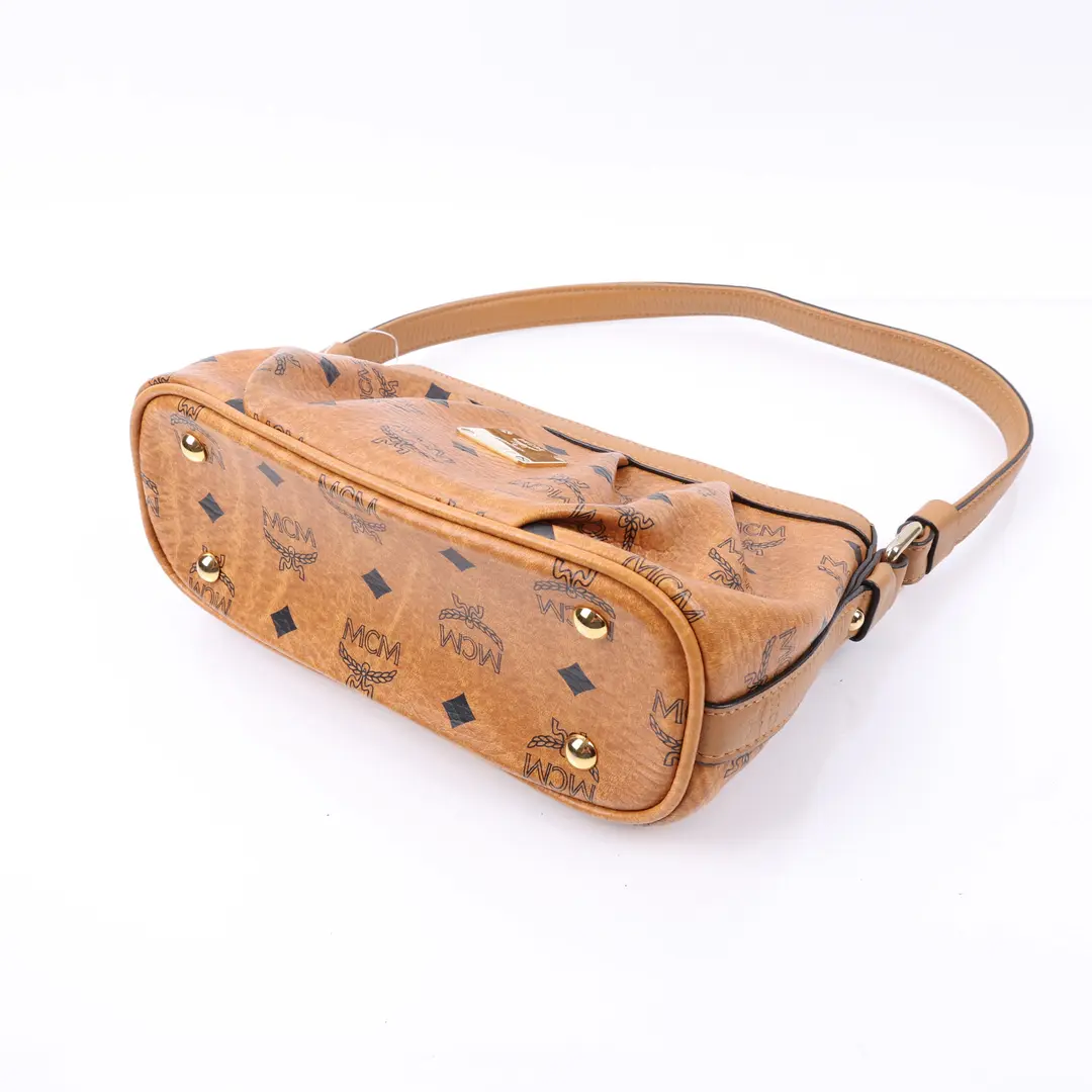 MCM Visetos Brown Canvas Shoulder Bag