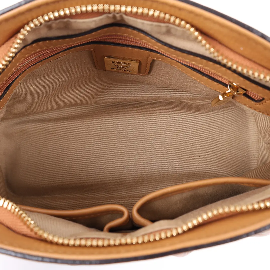 MCM Visetos Brown Canvas Shoulder Bag